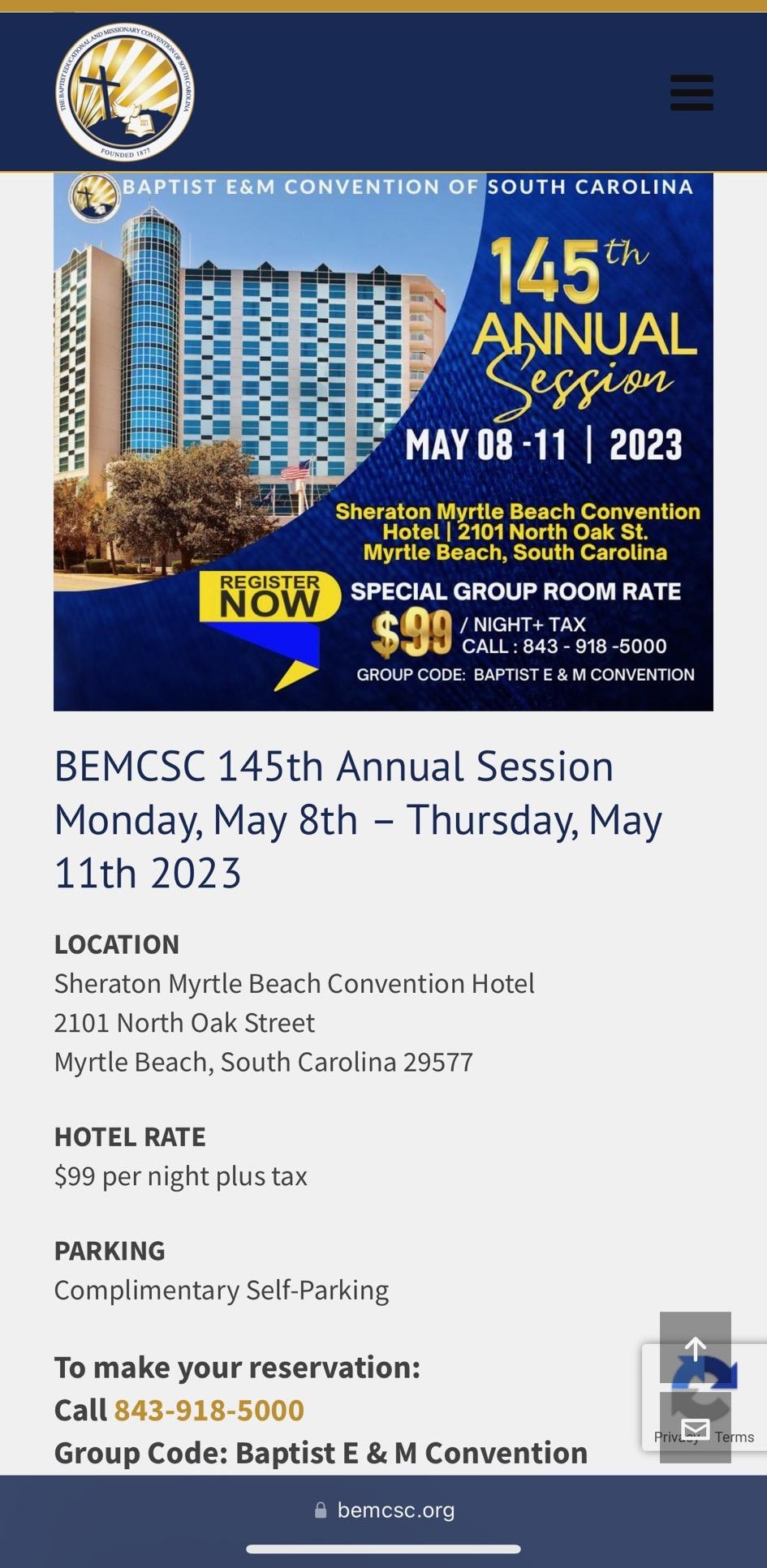 Baptist E&M Convention of South Carolina 145th Session